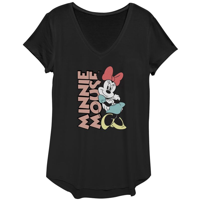 【送料無料】 ディズニー レディース Tシャツ トップス Disney's Minnie Mouse Lean On Me Women's Graphic Tee Black