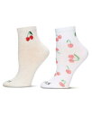 【送料無料】 メモイ レディース 靴下 アンダーウェア Women's 2 Pair Pack Novelty Athletic Quarter Socks Cherries(4)