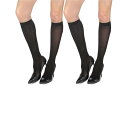 【送料無料】 メモイ レディース 靴下 アンダーウェア 2 Pair Lux Knee High Trouser Socks Black