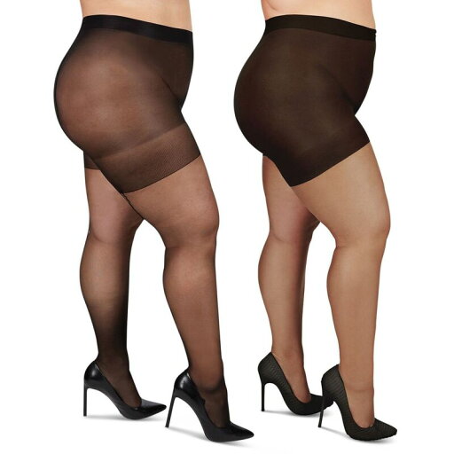 【送料無料】 メモイ レディース 靴下 アンダーウェア 2 Pair Curvy Ultra Sheer Cuban Heel Tights Black 【送料無料】 メモイ レディース 靴下 アンダーウェア 2 Pair Curvy Ultra Sheer Cuban Heel Tights Black