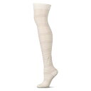 【送料無料】 メモイ レディース 靴下 アンダーウェア Women's Variegated Sheer Stripe Over The Knee Socks Ivory