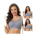 【送料無料】 アレグラ ケー レディース ブラジャー アンダーウェア 3 Packs Womens Sports Bra Non-wire Lightly Pu...