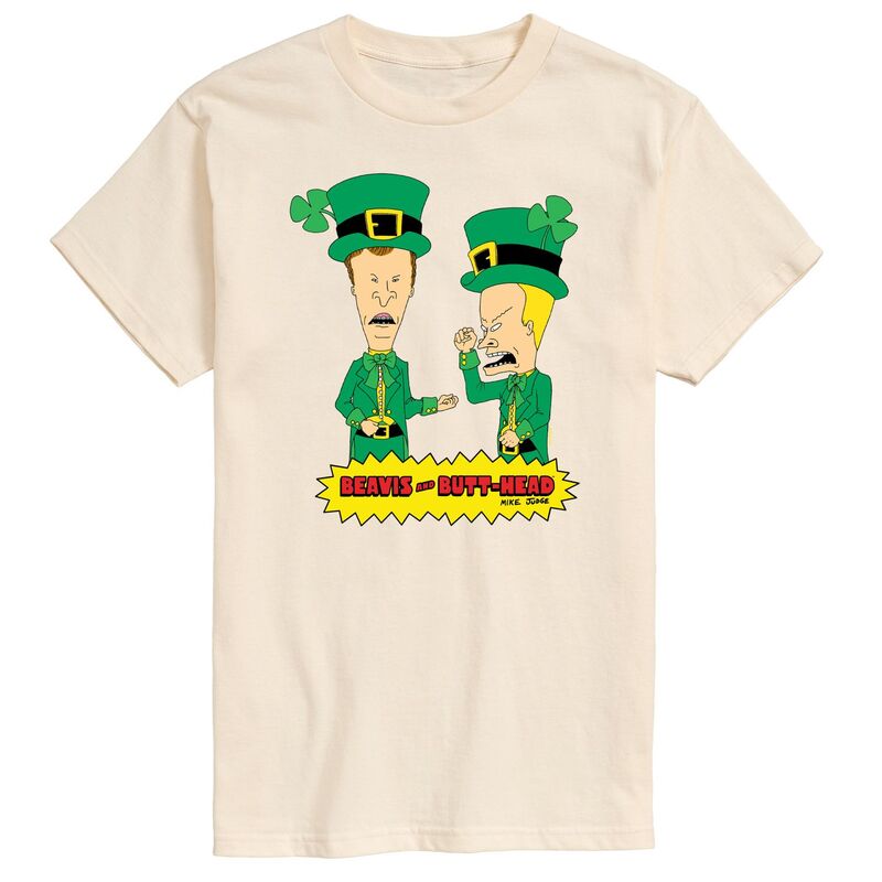 アニメキャラクター メンズ トップス Tシャツ Licensed Character Men's Beavis And Butthead St. Patrick's Day Tee Beige ベージュ