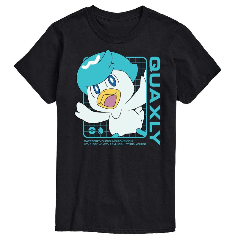 【送料無料】 ライセンス キャラクター メンズ Tシャツ トップス Men's Pokemon Quaxly Stats Graphic Tee Black