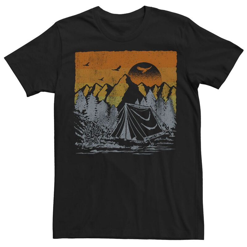 【送料無料】 ライセンス キャラクター メンズ Tシャツ トップス Men's Camping Woods Mountains Sunrise Birds Graphic Tee Black