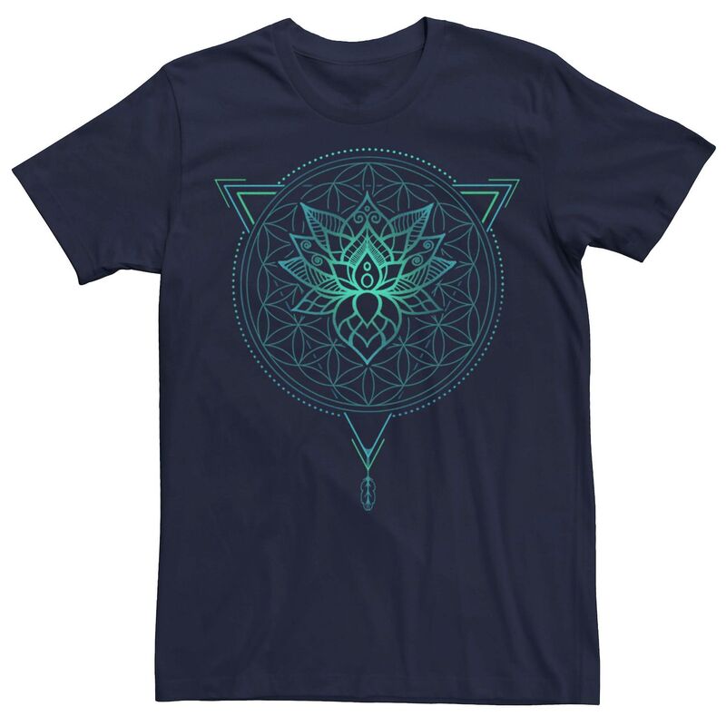 【送料無料】 ライセンス キャラクター メンズ Tシャツ トップス Men's Lotus Flower Of Life Mandala Triangle Graphic Tee Navy