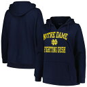 【送料無料】 チャンピオン レディース Tシャツ トップス Women's Champion Navy Notre Dame Fighting Irish Plus Size Heart & Soul Notch Neck Pullover Ntd Navy