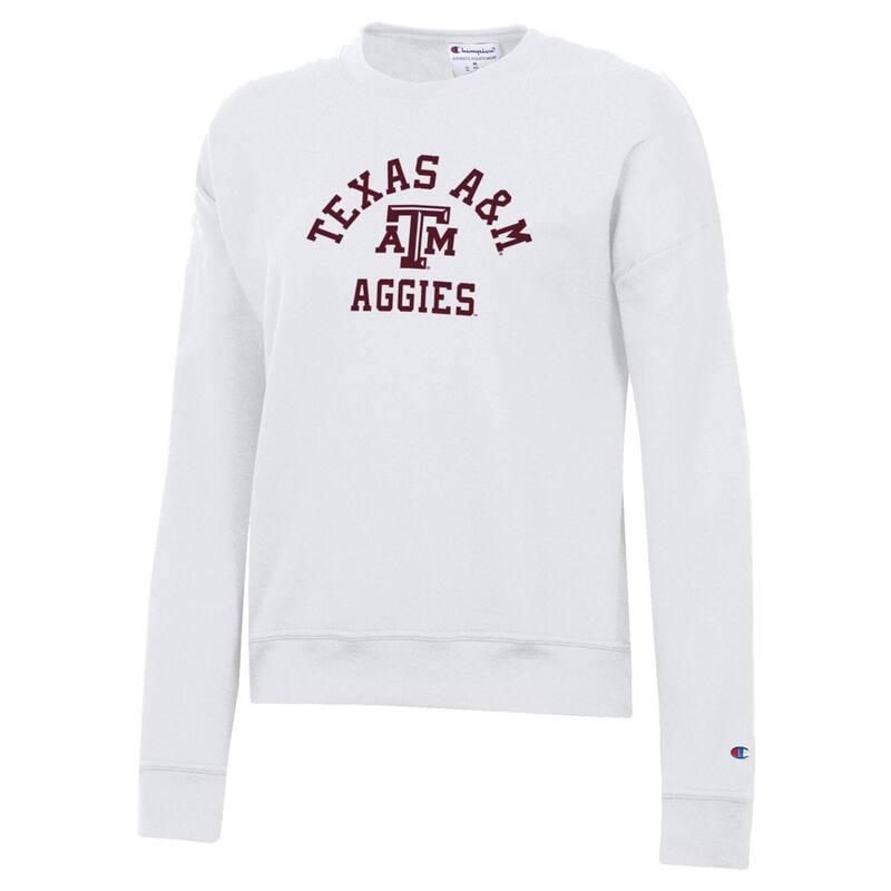 【送料無料】 チャンピオン レディース Tシャツ トップス Women's Champion White Texas A&M Aggies Team Arch Powerblend Pullover Sweatshirt Tam White