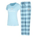 【送料無料】 アンブランデッド レディース ナイトウェア アンダーウェア Women's Concepts Sport Carolina Blue North Carolina Tar Heels Vector T-Shirt & Flannel Pants Sleep Set Unc Light
