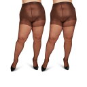 【送料無料】 メモイ レディース 靴下 アンダーウェア 2 Pair Curvy Energizing Ct Pantyhose French Coffee