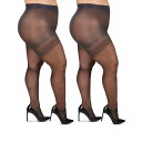 【送料無料】 メモイ レディース 靴下 アンダーウェア 2 Pair Curvy Energizing Ct Pantyhose Off Black