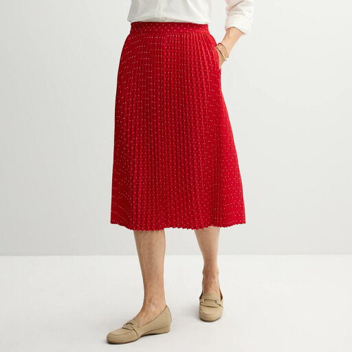 【送料無料】 クロフト&バロー レディース スカート ボトムス Petite Croft & Barrow Pleated Midi Skirt Red Dot 【送料無料】 クロフト&バロー レディース スカート ボトムス Petite Croft & Barrow Pleated Midi Skirt Red Dot