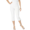 【送料無料】 ロアマンズ レディース カジュアルパンツ ボトムス Roaman's Women's Plus Size Comfort Stretch Lace-up Capri Jean White Denim(4)
