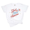 【送料無料】 Simply Sage Market レディース Tシャツ トップス Coquette God Bless America Garment Dyed Tees White