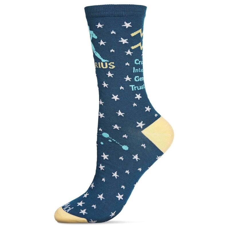 【送料無料】 メモイ レディース 靴下 アンダーウェア Aquarius Zodiac Sign Crew Sock Dark Teal