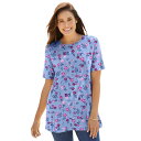 【送料無料】 ウーマン ウィズイン レディース Tシャツ トップス Woman Within Women's Plus Size Perfect Printed Short-sleeve Crewneck Tee French Blue Pretty