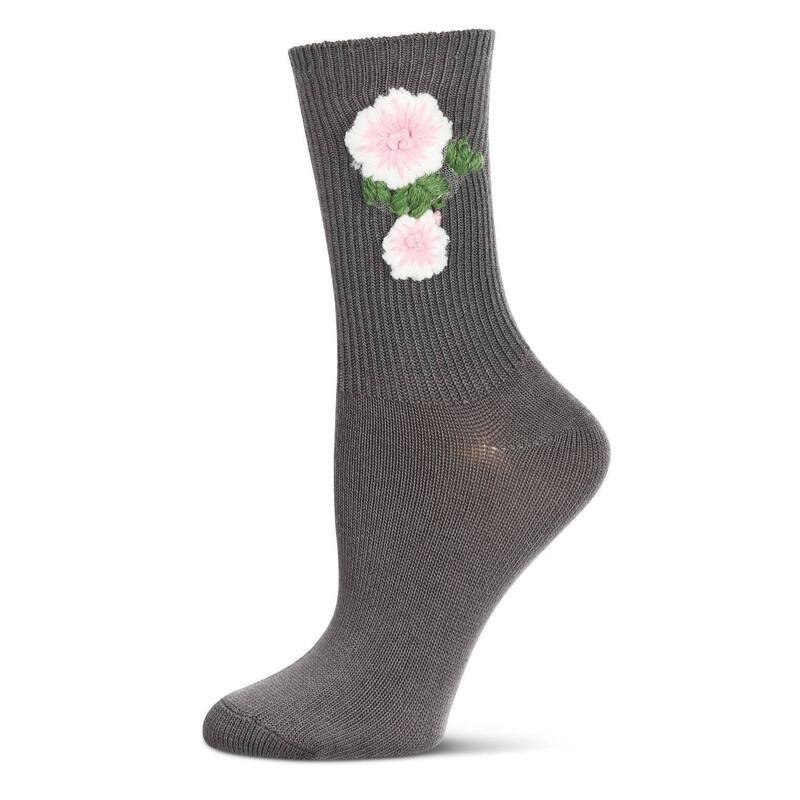 ̵ ⥤ ǥ   Women's Crochet Flower Ribbed Crew Socks G...