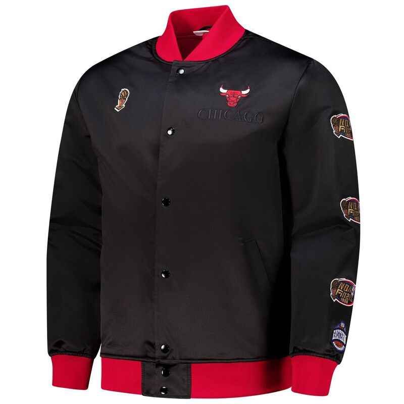 【送料無料】 ミッチェル&ネス メンズ ジャケット・ブルゾン アウター Men's Mitchell & Ness Black Chicago Bulls Hardwood Classics Team OG 3.0 Lightweight Satin Full-Snap Jacket Bul Black
