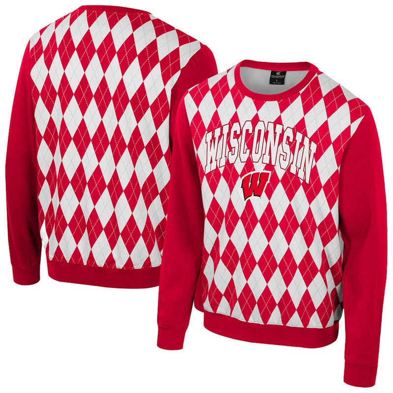 コロシアム メンズ トップス Tシャツ スウェット Men's Colosseum Red Wisconsin Badgers The Dealio Argyl...