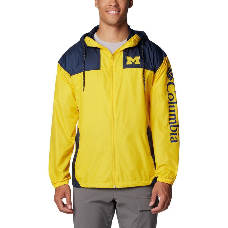 【送料無料】 コロンビア メンズ ジャケット・ブルゾン アウター Men's Columbia Maize Michigan Wolverines Flash Challenger II Omni-Shade Full-Zip Hoodie Windbreaker Jacket Mic Gold