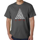 【送料無料】 エルエーポップアート メンズ Tシャツ トップス Paw Christmas Tree - Men's Word Art T-shirt Grey