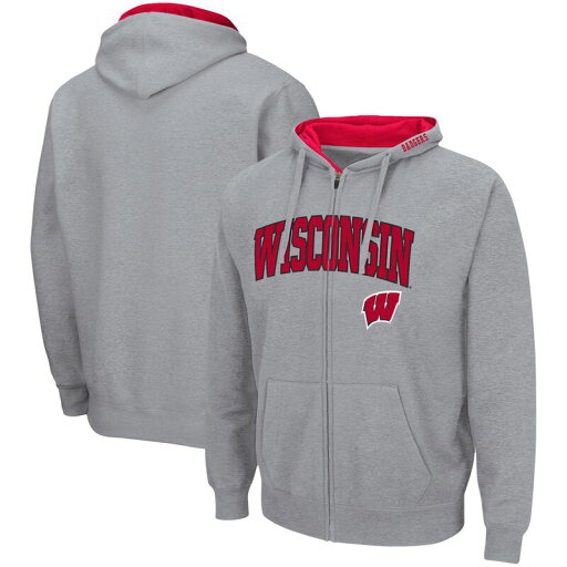 【送料無料】 コロシアム メンズ Tシャツ トップス Men's Colosseum Heathered Gray Wisconsin Badgers Arch & Logo 3.0 Full-Zip Hoodie Wis Grey 【送料無料】 コロシアム メンズ Tシャツ トップス Men's Colosseum Heathered Gray Wisconsin Badgers Arch & Logo 3.0 Full-Zip Hoodie Wis Grey