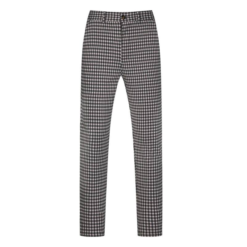 【送料無料】 Lars Amadeus メンズ カジュアルパンツ ボトムス Houndstooth Dress Pants For Men's Classic Straight Leg Business Plaid Trousers Dark Black