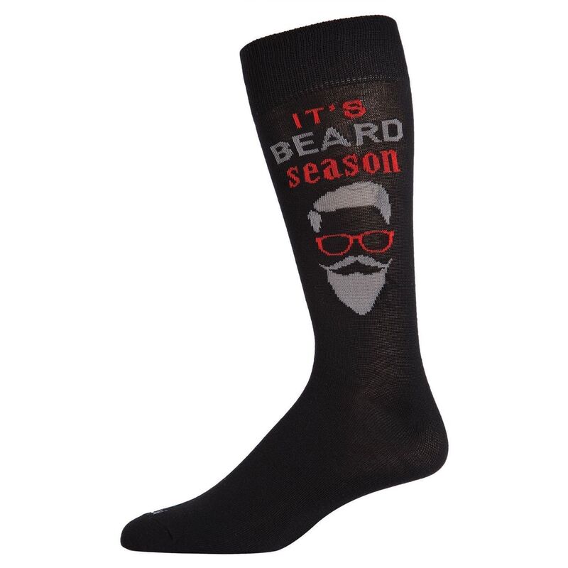 【送料無料】 メモイ メンズ 靴下 アンダーウェア Men's It's Beard Season Novelty Crew Sock Black