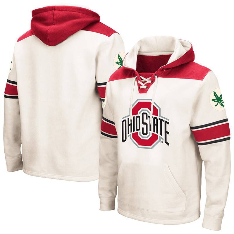 【送料無料】 コロシアム メンズ Tシャツ トップス Men's Colosseum Cream Ohio State Buckeyes Big & Tall Hockey Lace-Up Pullover Hoodie Osu Beige