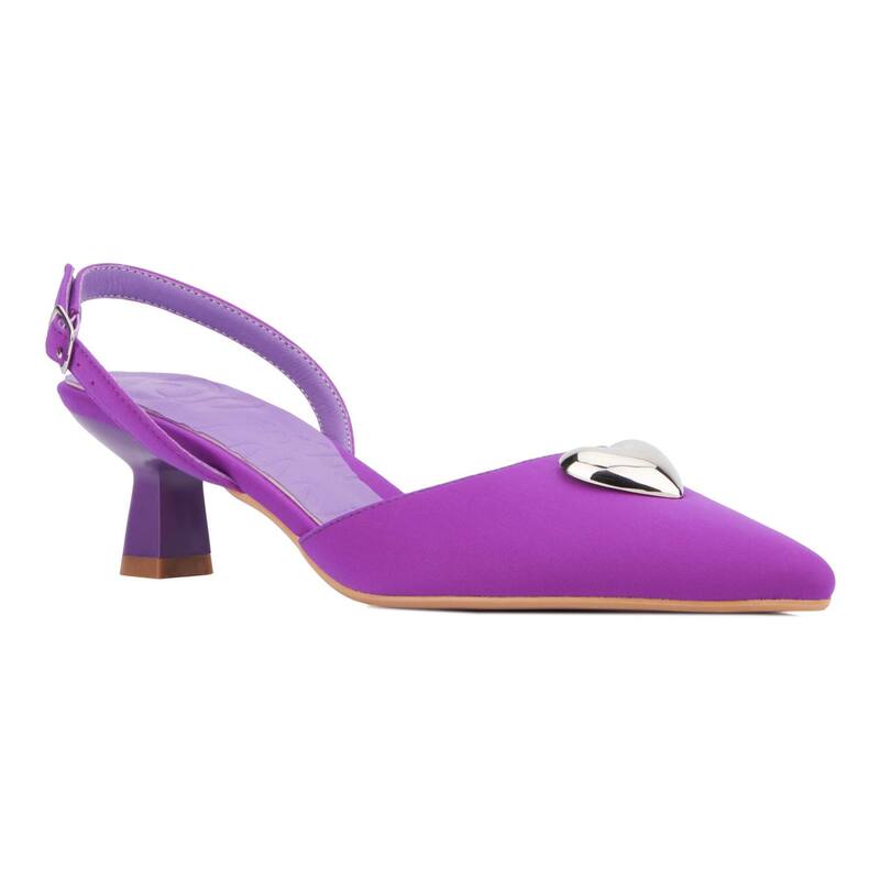 【送料無料】 オリビアミラー レディース パンプス シューズ Olivia Miller Mystic Women's Heart Accent Slingback Kitten Heels Purple