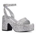 【送料無料】 オリビアミラー レディース パンプス シューズ Olivia Miller Capricorn Women's Glittery Block Platform Sandals Silver Glitter(4)