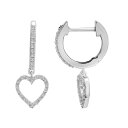 【送料無料】 アンブランデッド レディース ピアス・イヤリング アクセサリー Sterling Silver 1/8 Carat T.W. Diamond Heart Drop Earrings Sterling