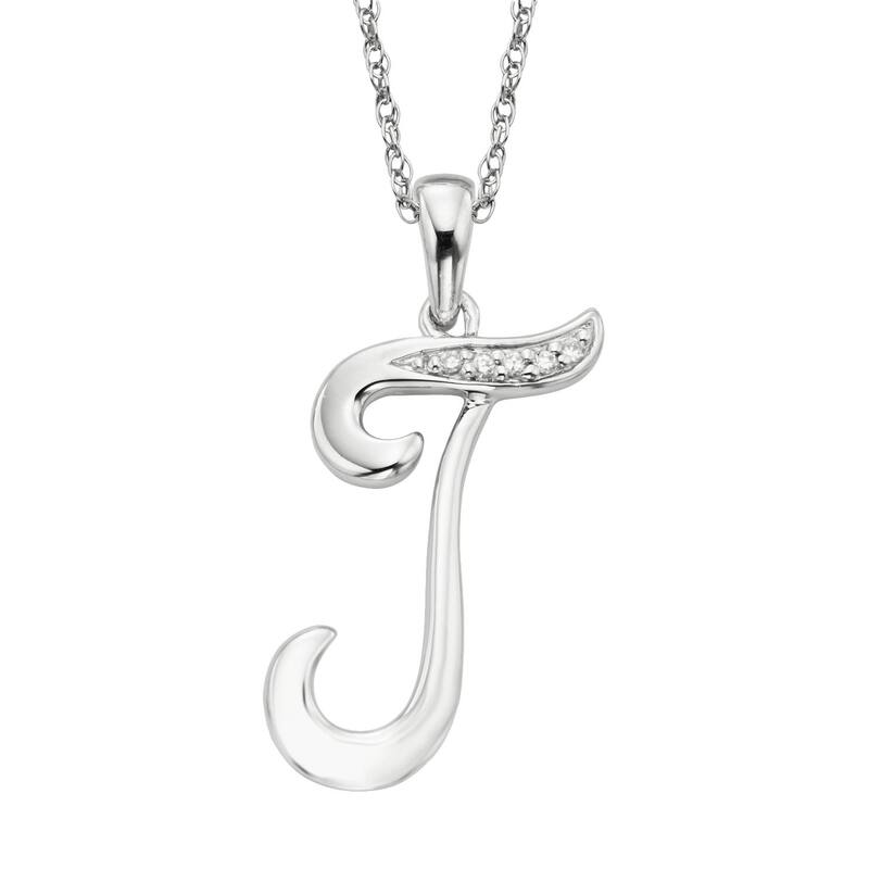 【送料無料】 アンブランデッド レディース ネックレス・チョーカー・ペンダントトップ アクセサリー Sterling Silver Diamond Accent Initial Pendant J