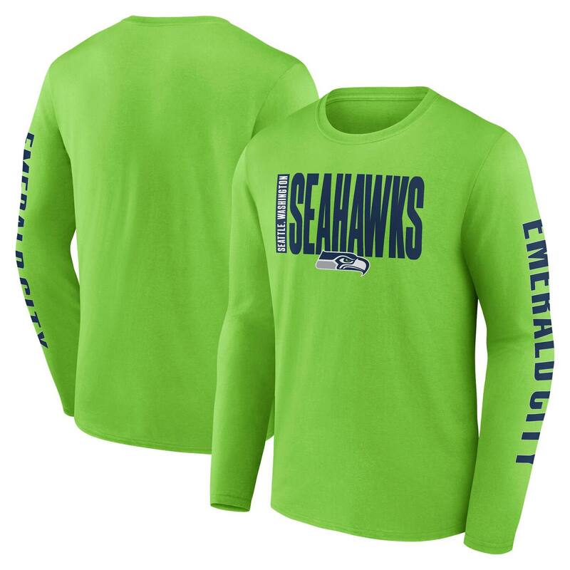 ̵ եʥƥ  T ȥåץ Men's Fanatics Neon Green Seattle Seahawk...