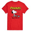 【送料無料】 ライセンス キャラクター メンズ Tシャツ トップス Big & Tall Peanuts Records Snoopy Headphones Graphic Tee Red