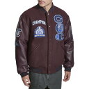 【送料無料】 チャンピオン メンズ ジャケット・ブルゾン アウター Men's Champion Letterman Varsity Bomber Jacket with Patches Wine(4)