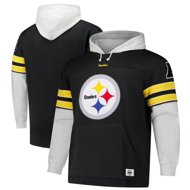 ̵ եƥ֥֥  T ȥåץ Men's '47 Black Pittsburgh Steelers ...