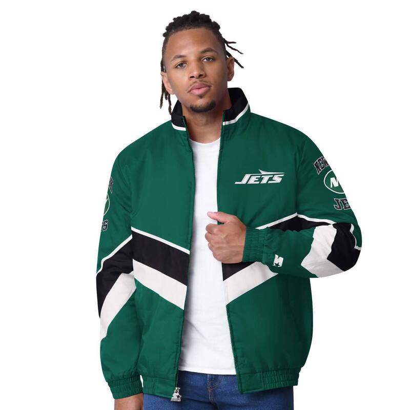 スターター メンズ アウター ジャケット・ブルゾン サテン キャップ Men'starter Greenew York Jets Captain Satin Varsity Jacket Jet Green グリーン
