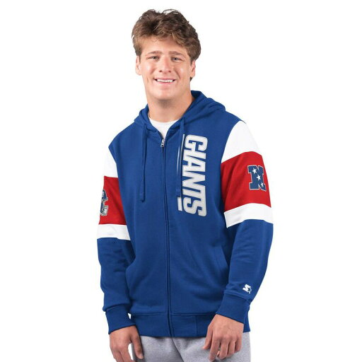 【送料無料】 スターター メンズ Tシャツ トップス Men's Starter Royal New York Giants Extreme Vintage Logo Full-Zip Hoodie Gia Blue 【送料無料】 スターター メンズ Tシャツ トップス Men's Starter Royal New York Giants Extreme Vintage Logo Full-Zip Hoodie Gia Blue