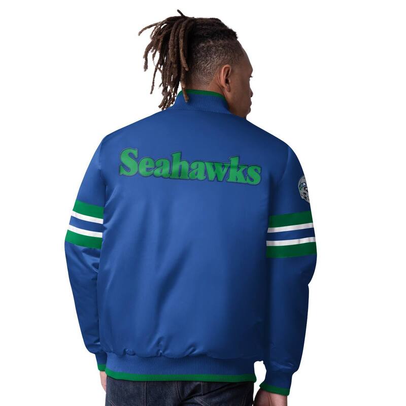 【送料無料】 スターター メンズ ジャケット・ブルゾン アウター Men's Starter Royal Seattle Seahawks Vintage Logo Scout I Full-Snap Varsity Jacket Sea Blue