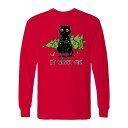 【送料無料】 ライセンス キャラクター メンズ Tシャツ トップス Men's Cat and Christmas Tree Long Sleeve Graphic Tee Red