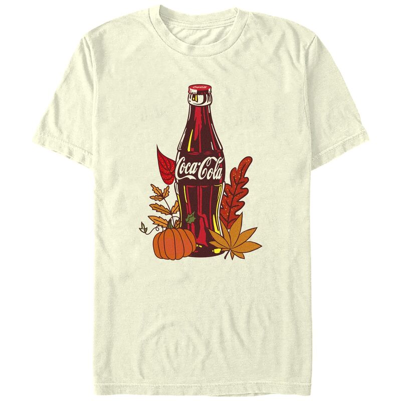 【送料無料】 ライセンス キャラクター メンズ Tシャツ トップス Men's Coca-Cola Autumn Leaves Graphic Tee Natural