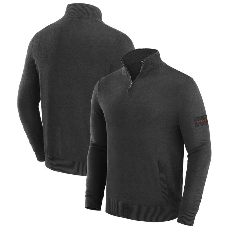 【送料無料】 アンブランデッド メンズ Tシャツ トップス Men's J. Palmer Black Cincinnati Bengals Franchise Quarter-Zip Sweater Bng Black