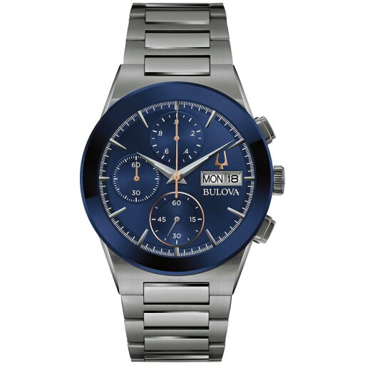 【送料無料】 ブロバ メンズ 腕時計 アクセサリー Bulova Men's Millennia Grey Stainless Steel Blue Chronograph Dial Bracelet Watch - 98C143 Gray