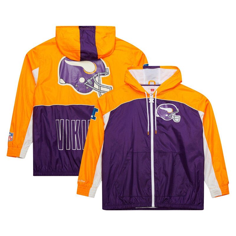 ReVida ŷԾŹ㤨̵֡ ߥå&ͥ  㥱åȡ֥륾  Men's Mitchell & Ness White Minnesota Vikings Big Shot Premium Full-Zip Windbreaker Mvk WhiteפβǤʤ35,800ߤˤʤޤ