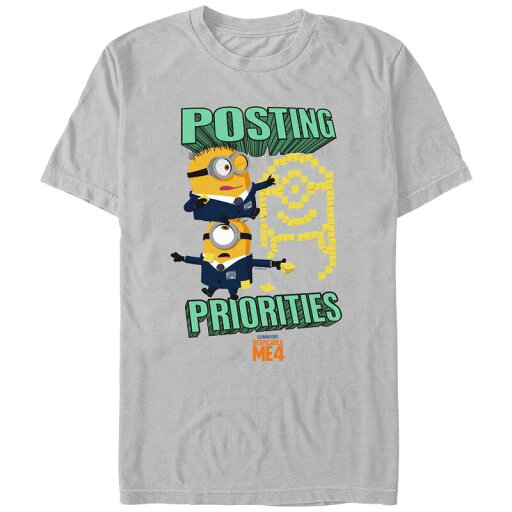 【送料無料】 ライセンス キャラクター メンズ Tシャツ トップス Men's Despicable Me 4 Posting Priorities Graphic Tee Silver 【送料無料】 ライセンス キャラクター メンズ Tシャツ トップス Men's Despicable Me 4 Posting Priorities Graphic Tee Silver