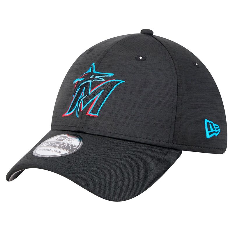 【送料無料】 ニューエラ メンズ 帽子 アクセサリー Men's New Era Black Miami Marlins Tech 39THIRTY Flex Hat Mrl Black