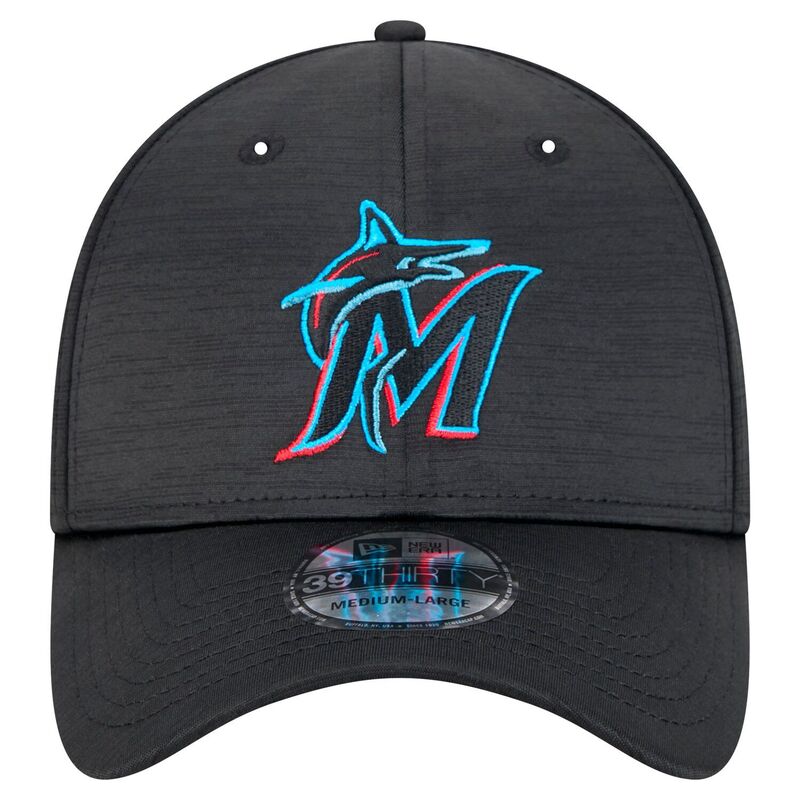 【送料無料】 ニューエラ メンズ 帽子 アクセサリー Men's New Era Black Miami Marlins Tech 39THIRTY Flex Hat Mrl Black