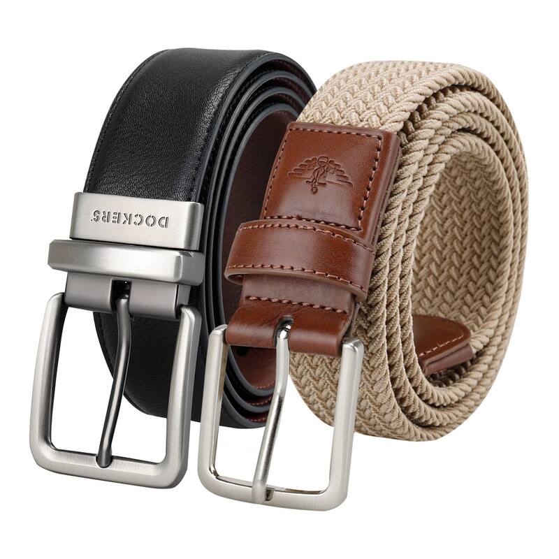 【送料無料】 ドッカーズ メンズ ベルト アクセサリー Men's Dockers Braided Belt & Reversible Belt Boxed Gift Set Blk Khaki
