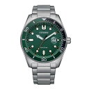 【送料無料】 シチズン メンズ 腕時計 アクセサリー Citizen Men's Eco-Drive Marine Stainless Steel Bracelet Watch - AW1768-80X Green Silver(2)